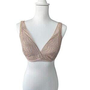 Felina 175011 Wire Free Lined Soft Cup J-hook On back Plunge bra size 36D Pink
